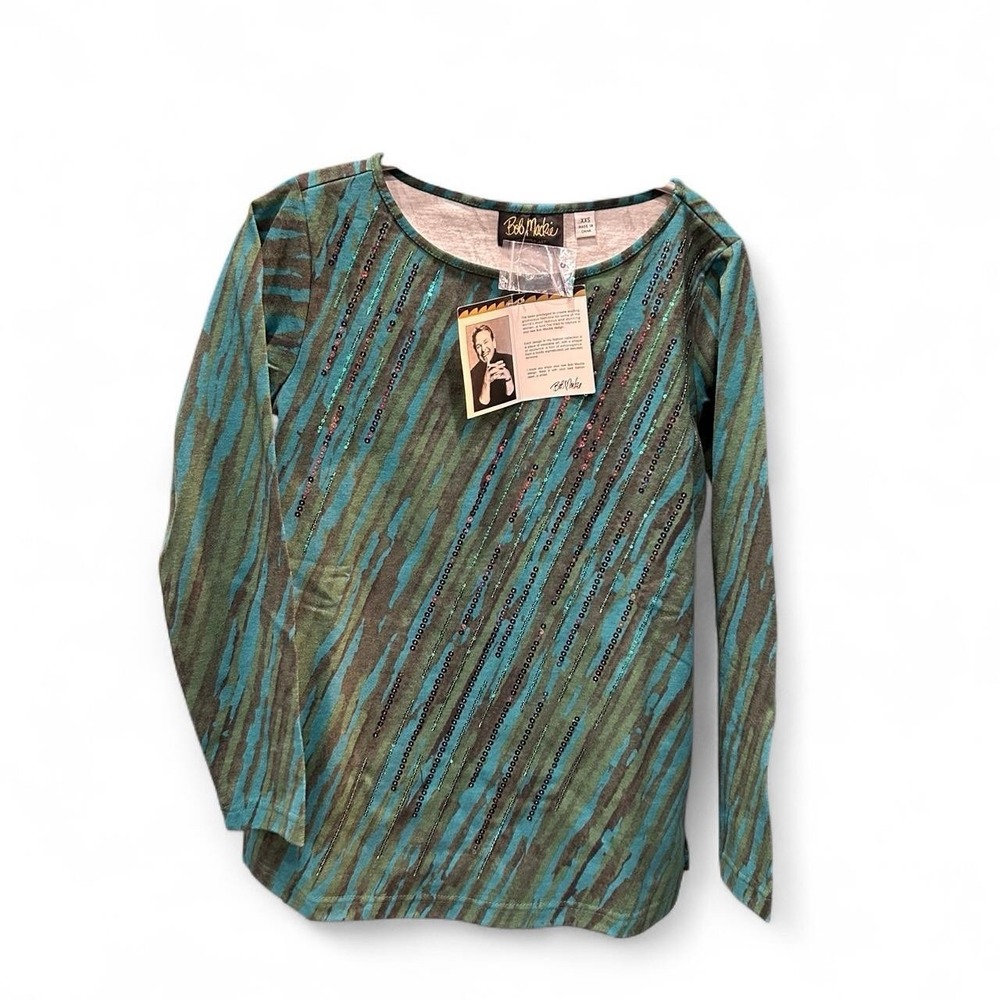 Vintage‎ Blue And Green Bob Mackie Shirt Women's Xxs NWT